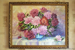 Картина с цветами букет розово-красных пионов - Изображение #1, Объявление #1580661